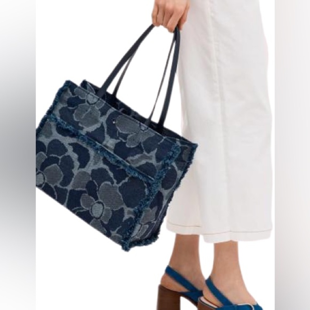 Kate Spade Sam Denim Floral Tote, EUC